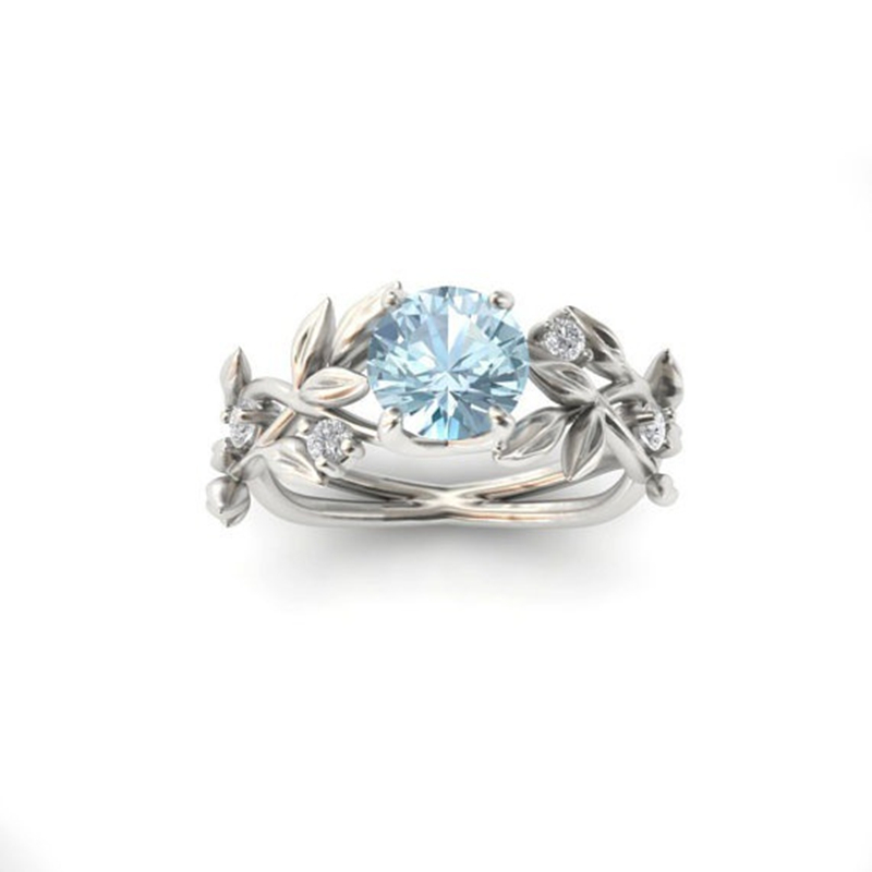 Fashion Women Floral Ring Transparent Blue AAA Cubic Zirconia Rings Jewelry Lucky Flower Vine Leaf Birthday Proposal Gift Bridal Fashion Women Floral Ring Transparent Blue AAA Cubic Zirconia Rings Jewelry Lucky Flower Vine Leaf Birthday Proposal Gift Bridal