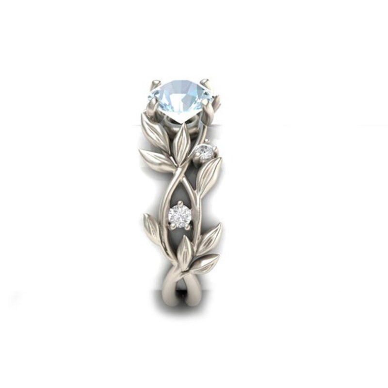 Fashion Women Floral Ring Transparent Blue AAA Cubic Zirconia Rings Jewelry Lucky Flower Vine Leaf Birthday Proposal Gift Bridal Fashion Women Floral Ring Transparent Blue AAA Cubic Zirconia Rings Jewelry Lucky Flower Vine Leaf Birthday Proposal Gift Bridal