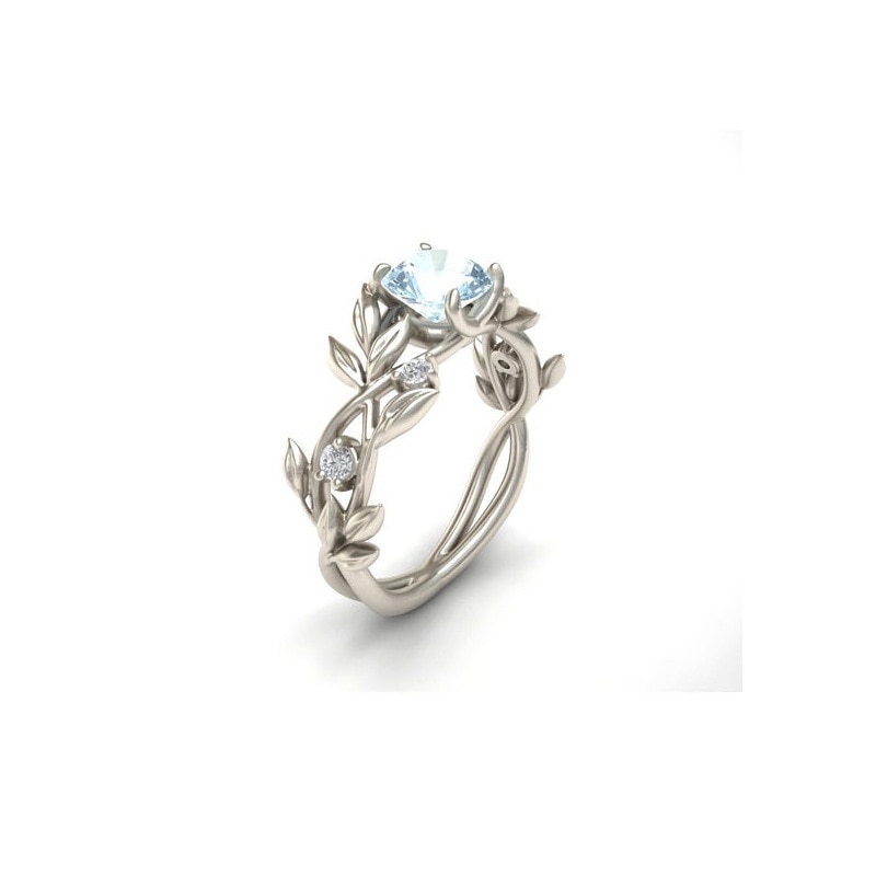 Fashion Women Floral Ring Transparent Blue AAA Cubic Zirconia Rings Jewelry Lucky Flower Vine Leaf Birthday Proposal Gift Bridal Fashion Women Floral Ring Transparent Blue AAA Cubic Zirconia Rings Jewelry Lucky Flower Vine Leaf Birthday Proposal Gift Bridal