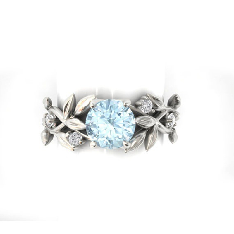 Fashion Women Floral Ring Transparent Blue AAA Cubic Zirconia Rings Jewelry Lucky Flower Vine Leaf Birthday Proposal Gift Bridal Fashion Women Floral Ring Transparent Blue AAA Cubic Zirconia Rings Jewelry Lucky Flower Vine Leaf Birthday Proposal Gift Bridal