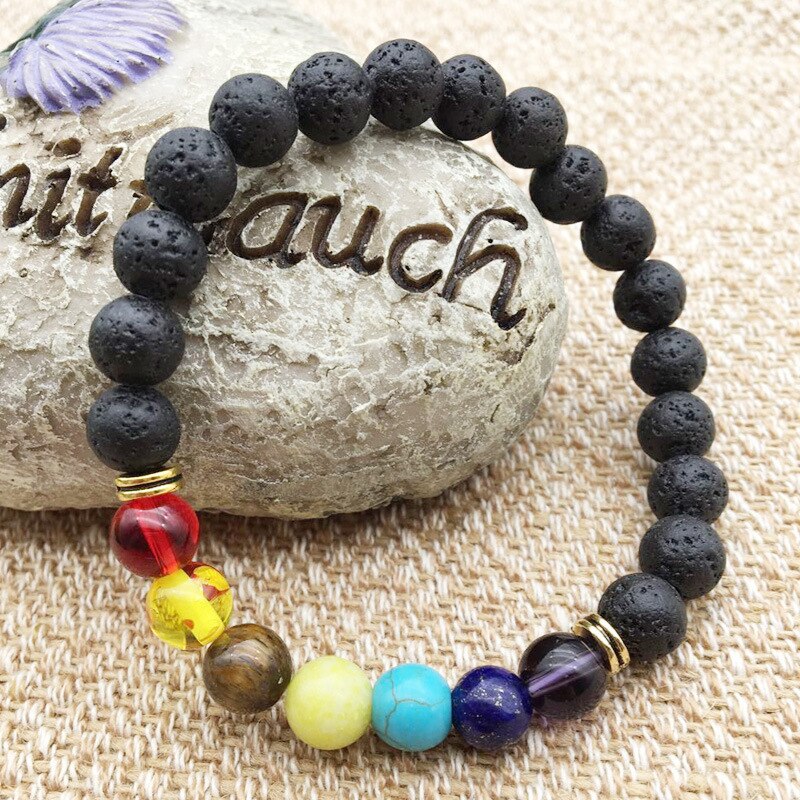 Black Lava Rock 8mm Beads 7 Chakra Healing Balance Bracelet for Men Women Reiki Prayer Stone Yoga Chakra Bracelet Drop Shipping Black Lava Rock 8mm Beads 7 Chakra Healing Balance Bracelet for Men Women Reiki Prayer Stone Yoga Chakra Bracelet Drop Shipping