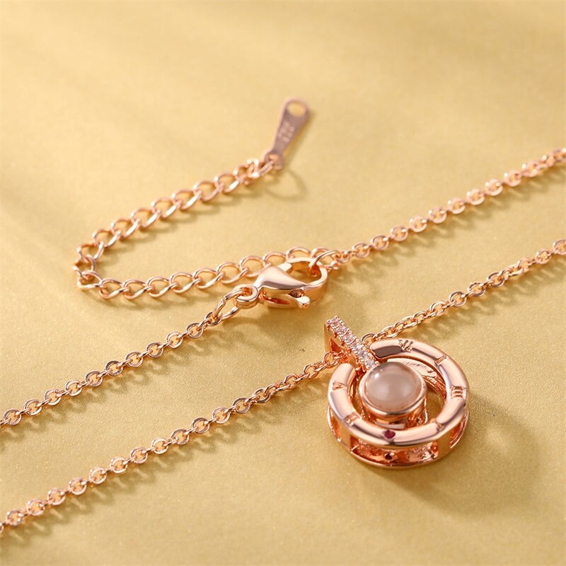 Letter Necklace 100 Languages I Love You Projection Pendant Necklace Women Jewelry Collier Femme Bijoux 2019 Best Friends Gifts