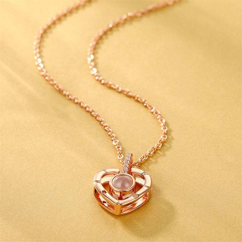 Letter Necklace 100 Languages I Love You Projection Pendant Necklace Women Jewelry Collier Femme Bijoux 2019 Best Friends Gifts