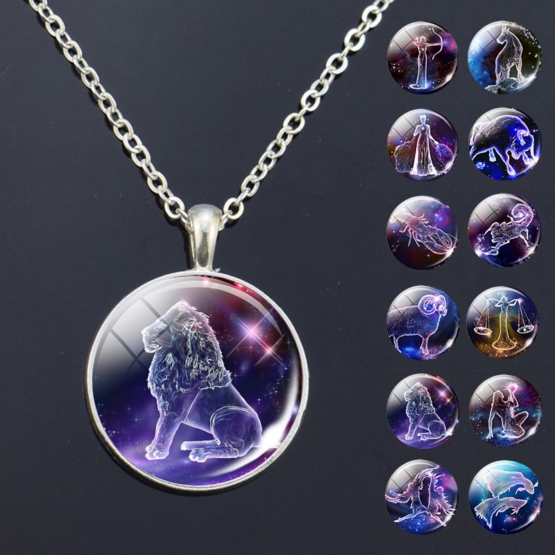 12 Zodiac Signs Glass Dome Constellations Pendant Necklace Fashion Jewelry Women Virgo Cancer Cancer Aries Gemini Birthday Gift 12 Zodiac Signs Glass Dome Constellations Pendant Necklace Fashion Jewelry Women Virgo Cancer Cancer Aries Gemini Birthday Gift