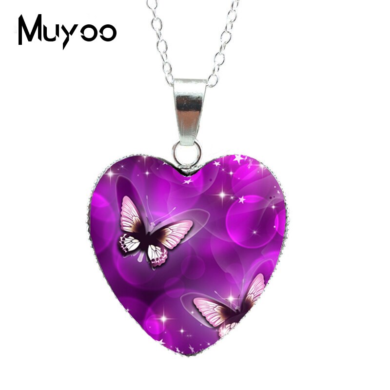 2019 Hot Purple Magic Butterfly Heart Jewelry Necklace Beautiful and Mysterious Butterfly Pendant Heart Necklace Jewerly HZ3