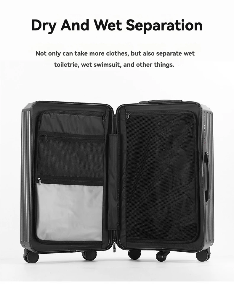 2024 New Large Capacity Cup Holder Luggage Suitcase USB Charging Women Girl Carry-On Boarding Luggage Travel 20/24/26/28 inch