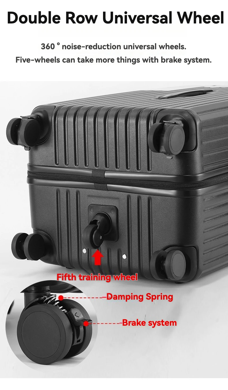 2024 New Large Capacity Cup Holder Luggage Suitcase USB Charging Women Girl Carry-On Boarding Luggage Travel 20/24/26/28 inch