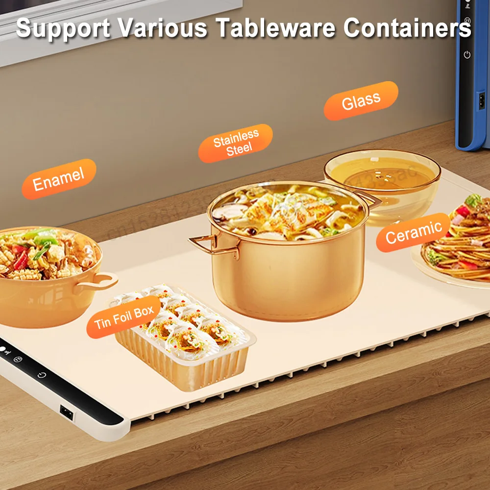 Electric Warming Tray Food Warmer Plate Foldable Portable Smart Food Fast Heating Mat Electric Warming Tray with 3 Tem Setting Electric Warming Tray Food Warmer Plate Foldable Portable Smart Food Fast Heating Mat Electric Warming Tray with 3 Tem Setting