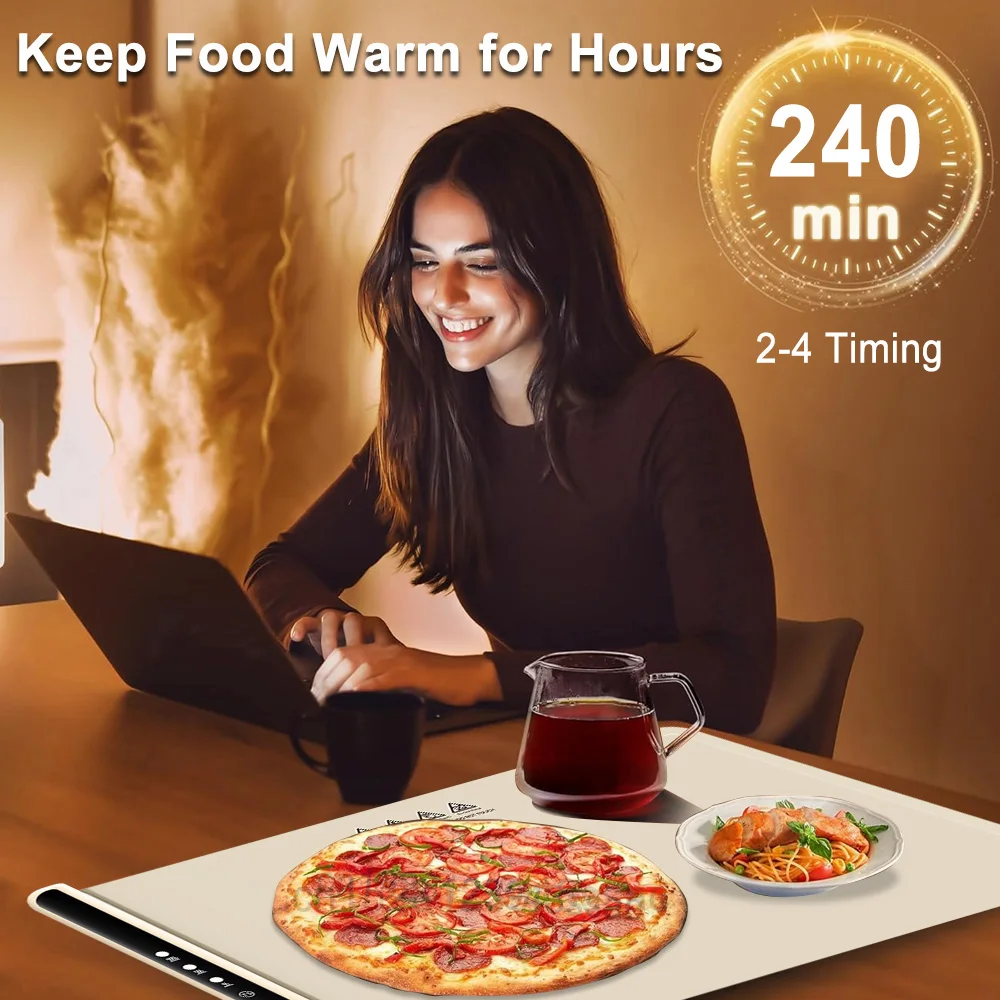Electric Warming Tray Food Warmer Plate Foldable Portable Smart Food Fast Heating Mat Electric Warming Tray with 3 Tem Setting Electric Warming Tray Food Warmer Plate Foldable Portable Smart Food Fast Heating Mat Electric Warming Tray with 3 Tem Setting