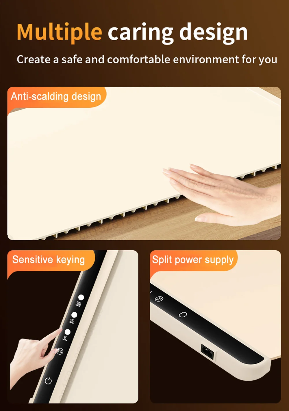 Electric Warming Tray Food Warmer Plate Foldable Portable Smart Food Fast Heating Mat Electric Warming Tray with 3 Tem Setting Electric Warming Tray Food Warmer Plate Foldable Portable Smart Food Fast Heating Mat Electric Warming Tray with 3 Tem Setting