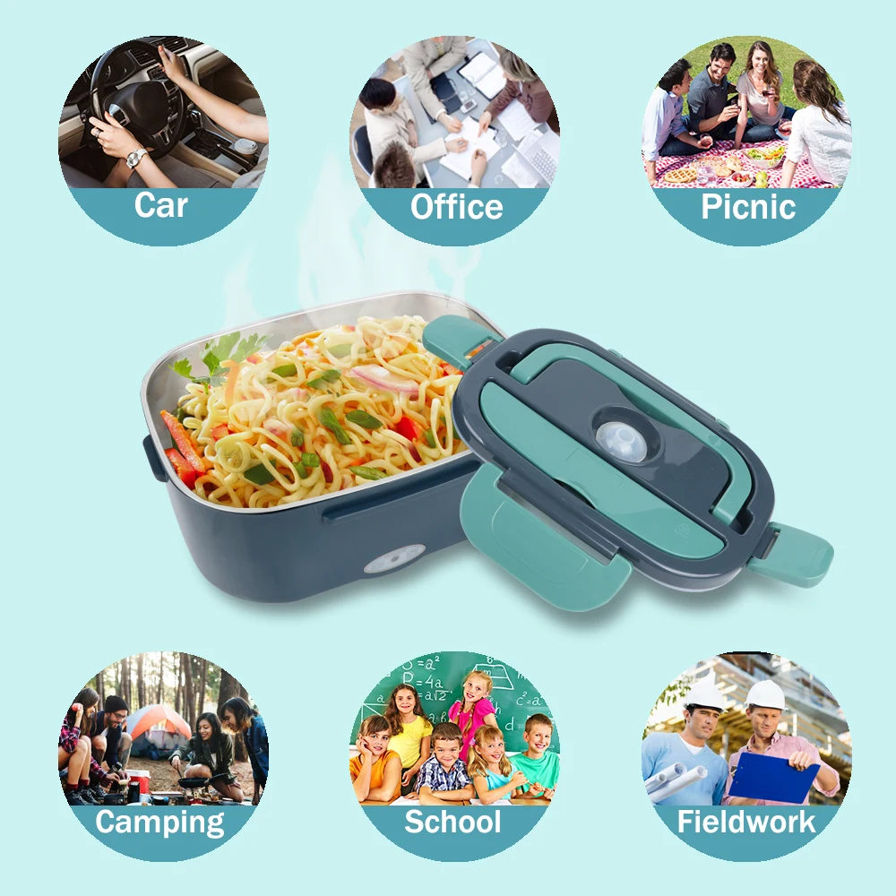 1.5 L 60W Electric Lunch Box Food Warmer Portable Food Heater for Car Or Home - Leak Proof 304 Stainless Steel Liner 1.5 L 60W Electric Lunch Box Food Warmer Portable Food Heater for Car Or Home - Leak Proof 304 Stainless Steel Liner