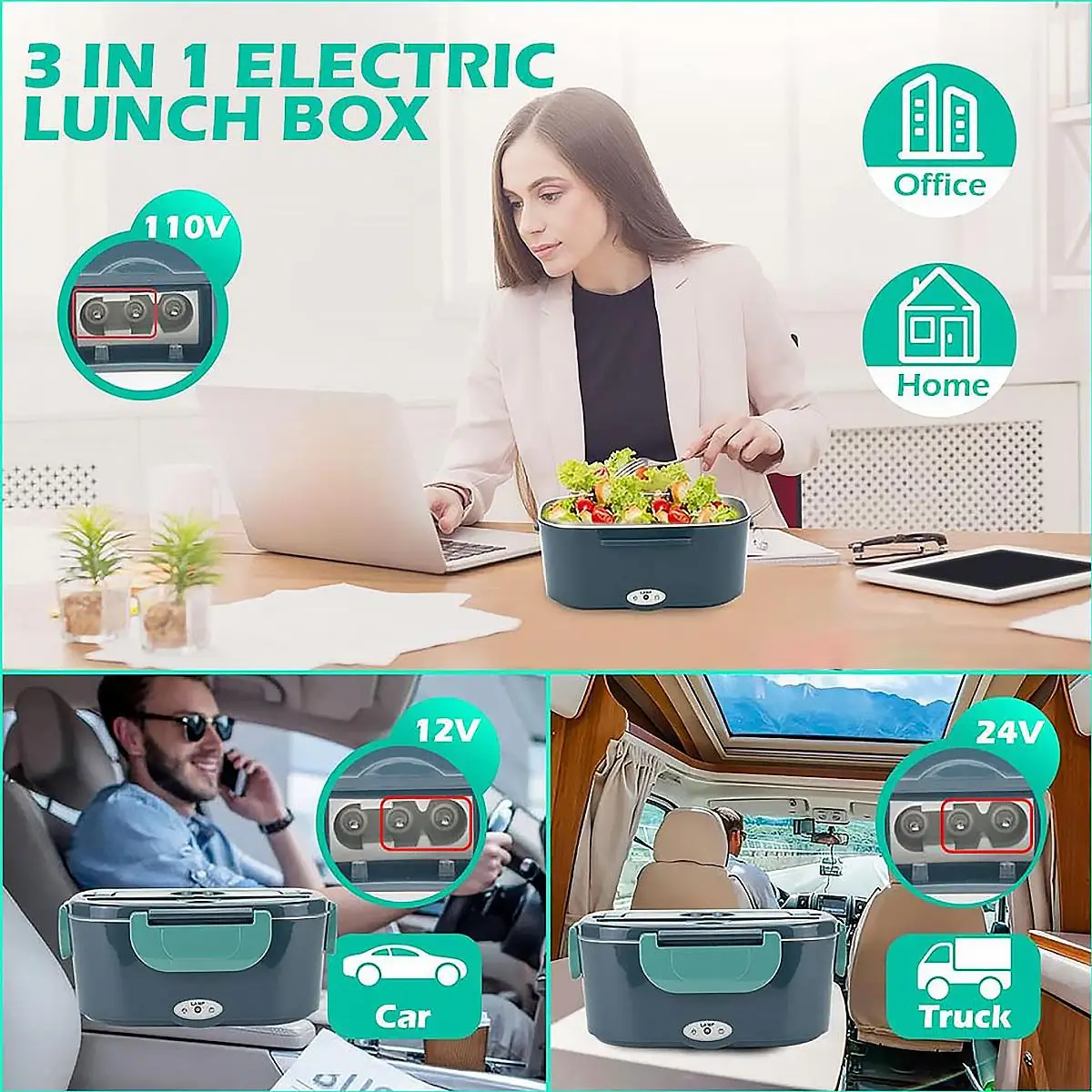 1.5 L 60W Electric Lunch Box Food Warmer Portable Food Heater for Car Or Home – Leak Proof 304 Stainless Steel Liner 1.5 L 60W Electric Lunch Box Food Warmer Portable Food Heater for Car Or Home - Leak Proof 304 Stainless Steel Liner