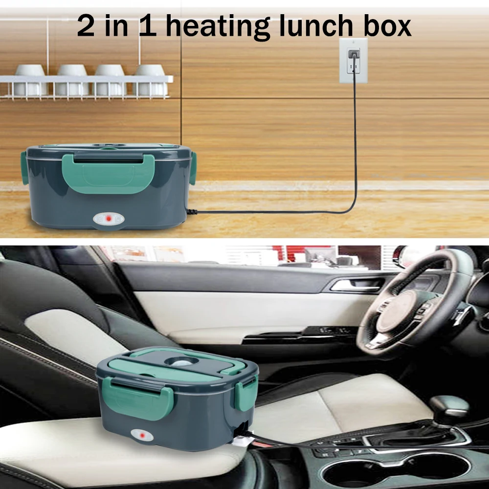 1.5 L 60W Electric Lunch Box Food Warmer Portable Food Heater for Car Or Home - Leak Proof 304 Stainless Steel Liner 1.5 L 60W Electric Lunch Box Food Warmer Portable Food Heater for Car Or Home - Leak Proof 304 Stainless Steel Liner